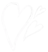 a drawing of three hearts on a white surface