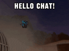 a video game character says hello chat in a blurry image