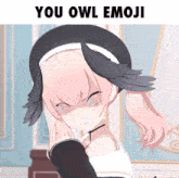 a picture of a girl with owl ears and the words " you owl emoji " below her