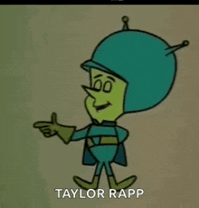a cartoon character named taylor rapp is giving a thumbs up
