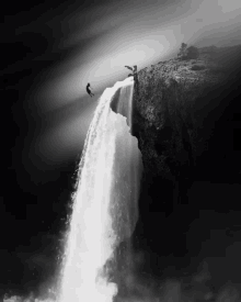 Waterfall Jump GIF - Waterfall Jump Black And White GIFs