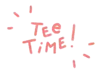a white background with the words tee time written in pink