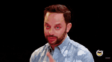 a man with a beard is saying don 't do that .