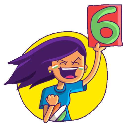 Girl Celebrating Sixer Sticker - L3india Girl Cute Stickers