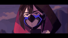 a cartoon of a woman wearing a blue mask