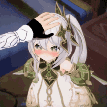 a person petting a girl 's head with yuri-dom written below it