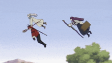 Flying While Carrying Stark Fern Frieren Anime GIF - Flying While Carrying Stark Fern Frieren Anime Sousou No Frieren GIFs