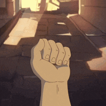 a cartoon drawing of a person 's fist with the number 1 on the wrist