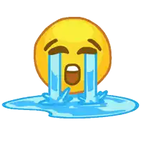 a yellow smiley face with tears coming out of it 's eyes
