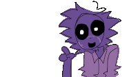 a drawing of a purple cartoon character giving the thumbs up