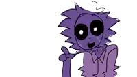 a drawing of a purple cartoon character giving the thumbs up