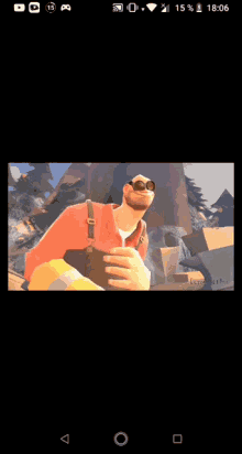 a screenshot of a video game on a cell phone shows a cartoon character with a large nose .