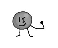 a drawing of a coin with a face and arms
