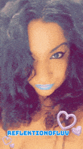 a picture of a woman with blue lipstick and the words reflektionofluv
