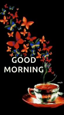 good morning coffee morning butterflies