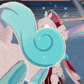 a cartoon character with a blue swirl on his head