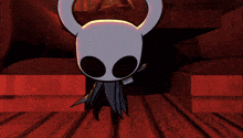 a cartoon drawing of a knight with horns and a glowing head