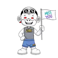 a cartoon character wearing a shirt that says ' zhot ' on it