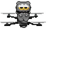a pixel art of a cat wearing sunglasses and a skull mask .