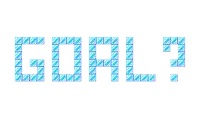 the word goal is made up of blue squares