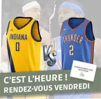 a yellow indiana jersey and a blue thunder jersey on a green background