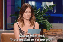 R U A Lesbian Or R U Too Old? - Olivia Wilde GIF - Lesbian Olivia Wilde Talk Shows GIFs