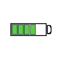 a battery icon on a white background that shows the battery is fully charged .