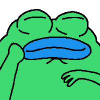 a drawing of a green frog with a blue mouth and eyes closed