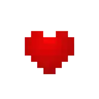 a pixel art red heart is on a white background .