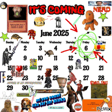 a calendar that says it 's coming june 2025 on the top