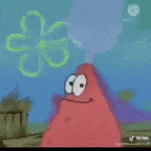 a painting of patrick star from spongebob squarepants with a spongebob logo in the background
