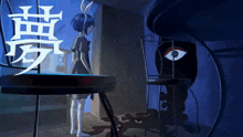 a drawing of a girl standing next to a chair with chinese writing
