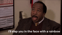 Office Stanley GIF - Office Stanley I'Ll Slap You In The Face With A Rainbow GIFs