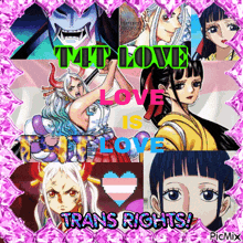 a collage of anime characters with the words " love is love " on top