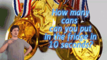 How Many Cans Can You Out In The Fridge In10seconds Challenge GIF