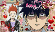a collage of anime characters with the words love coming in at the top