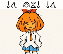 a cartoon of a girl with a bow on her head