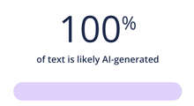 a 100 % of text is likely al-generated sign