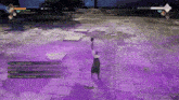 a video game is being played with purple smoke coming out of the screen