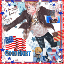 a united states of america greeting card with a boy