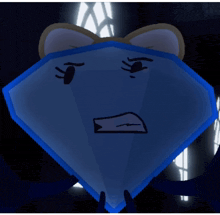 a cartoon drawing of a diamond with an angry face on it