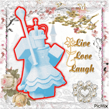 a card that says live love laugh with a picture of a statue