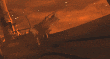 a painting of a car on fire with a flame coming out of the hood