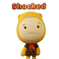 a cartoon character with the word shocked on top of him