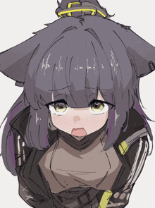 a drawing of a girl with a cat ear on her head