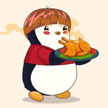 cooking chicken dinner penguin thanksgiving