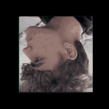 a close up of a person 's head with curly hair