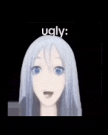 a picture of a girl with ugly written on the top of her head