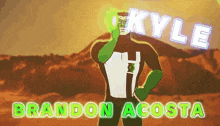 a cartoon of kyle brandon acosta with a green lantern