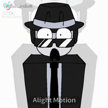 a cartoon of a man wearing a hat and tie with the words " alight motion " below him